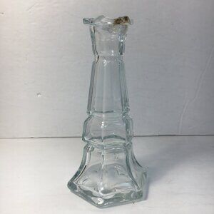 Libbey Gibraltar Clear Glass Rook Bud Vase Candle Stick Holder Vintage